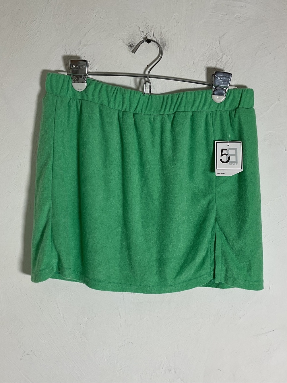 Sale! 5B Style Green Terry Cloth Mini Skort Size L NWT